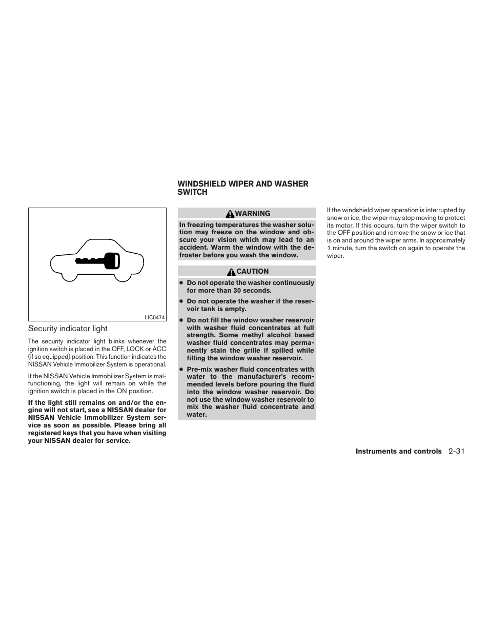 Windshield wiper and washer switch -31 | NISSAN 2015 Rogue - Owner's Manual User Manual | Page 116 / 440