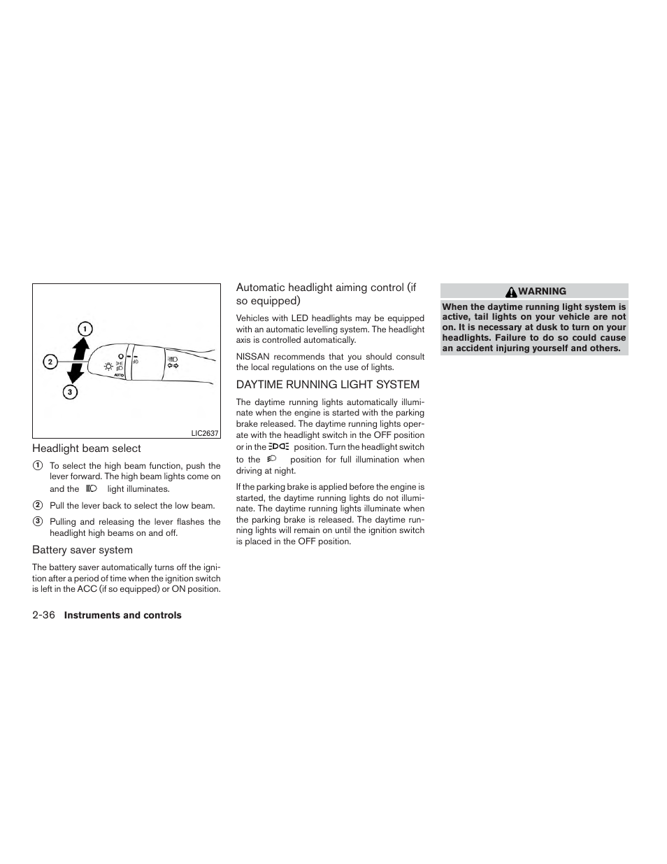 Daytime running light system -36 | NISSAN 2015 Rogue - Owner's Manual User Manual | Page 121 / 440