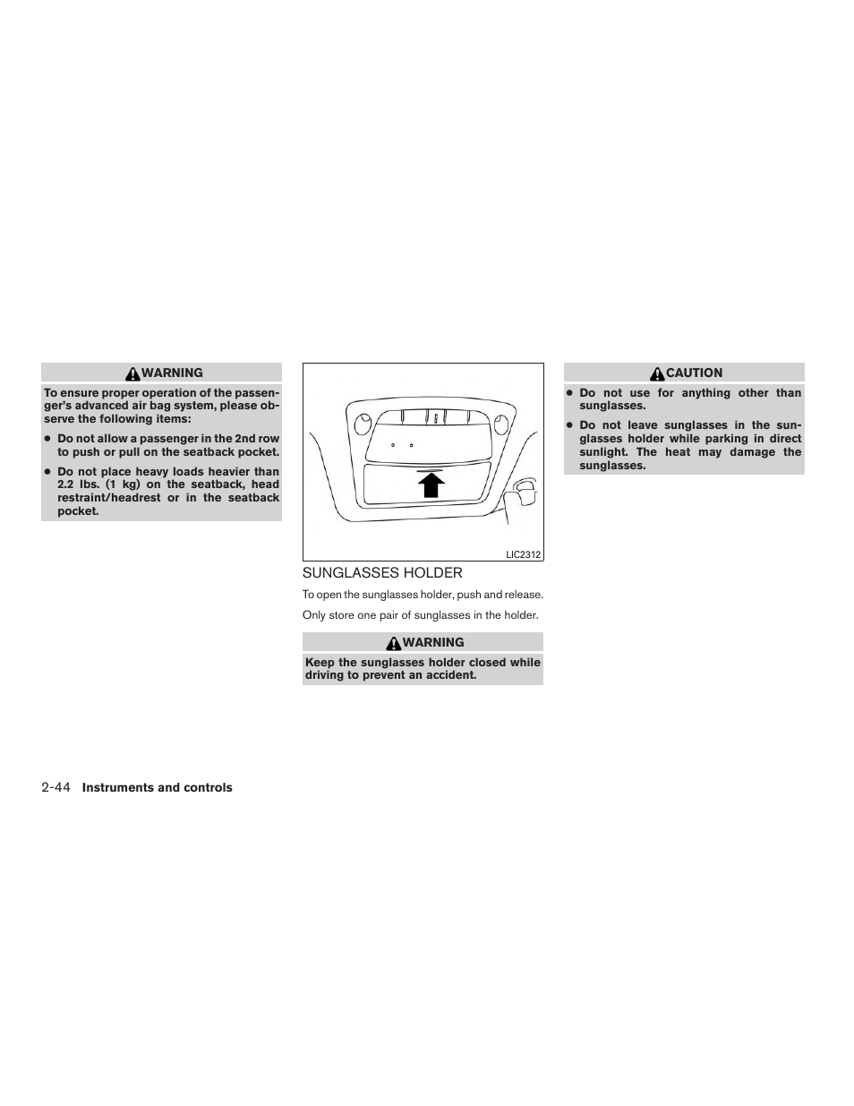 Sunglasses holder -44 | NISSAN 2015 Rogue - Owner's Manual User Manual | Page 129 / 440