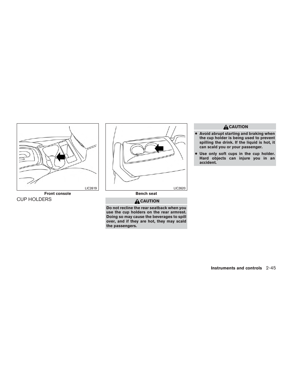 Cup holders -45 | NISSAN 2015 Rogue - Owner's Manual User Manual | Page 130 / 440
