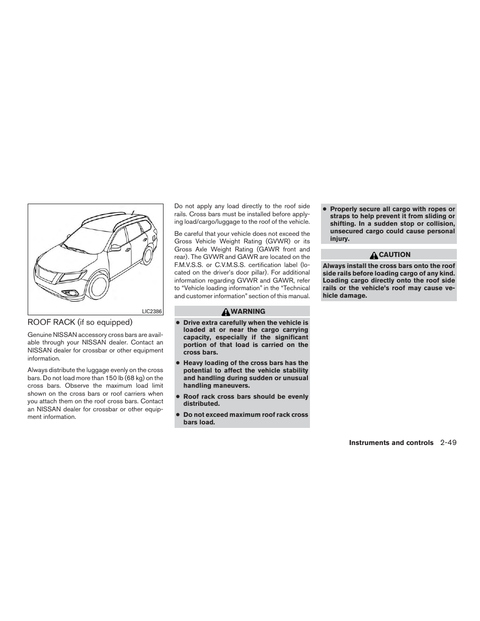 Roof rack (if so equipped) -49 | NISSAN 2015 Rogue - Owner's Manual User Manual | Page 134 / 440