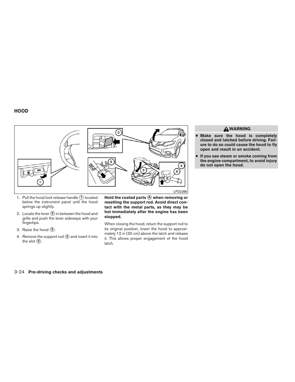 Hood -24 | NISSAN 2015 Rogue - Owner's Manual User Manual | Page 165 / 440