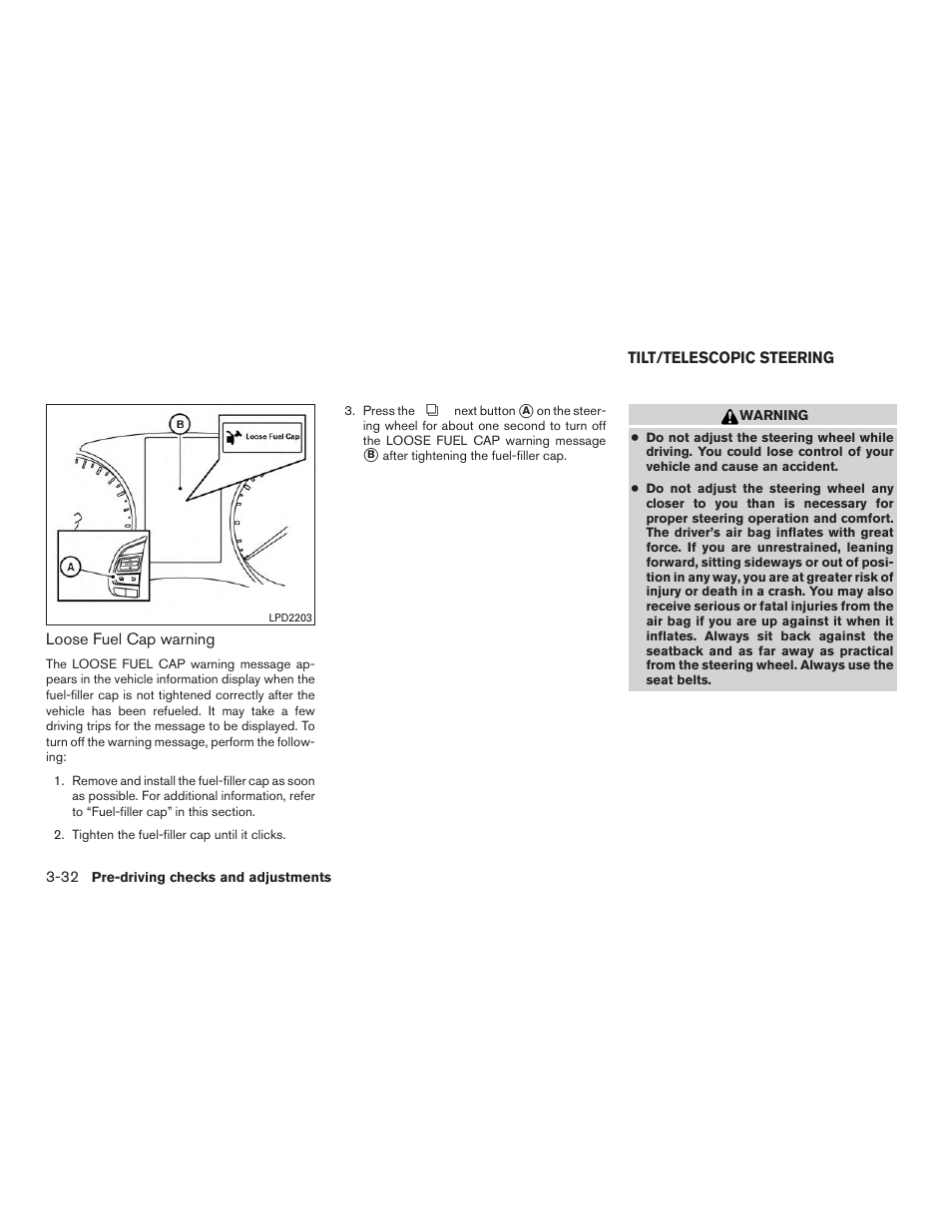 Tilt/telescopic steering -32 | NISSAN 2015 Rogue - Owner's Manual User Manual | Page 173 / 440