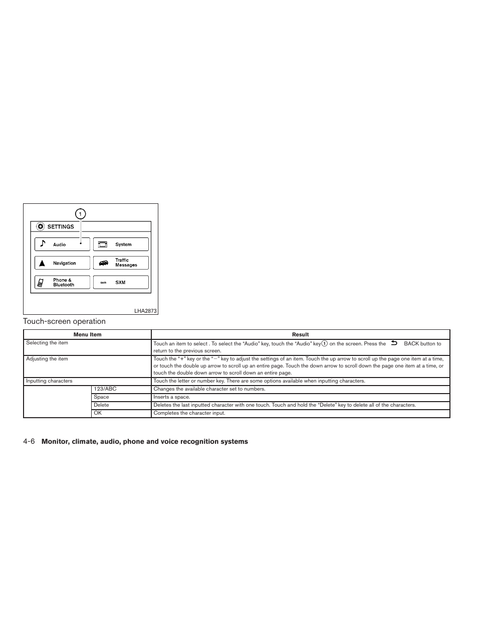 Touch-screen operation | NISSAN 2015 Rogue - Owner's Manual User Manual | Page 183 / 440