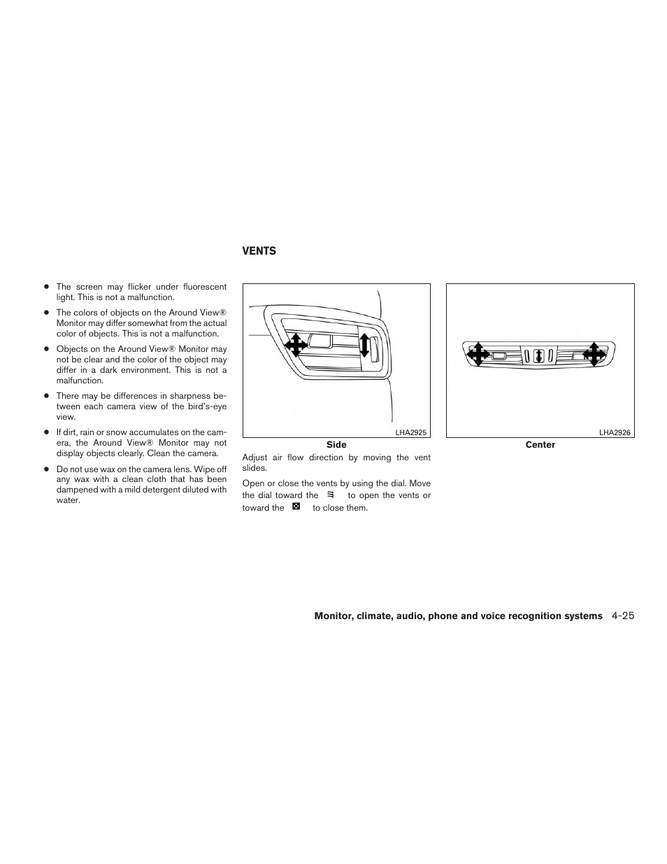 Vents -25 | NISSAN 2015 Rogue - Owner's Manual User Manual | Page 202 / 440