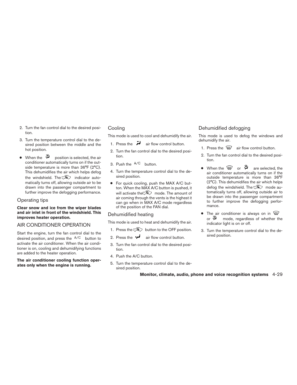 Air conditioner operation -29 | NISSAN 2015 Rogue - Owner's Manual User Manual | Page 206 / 440