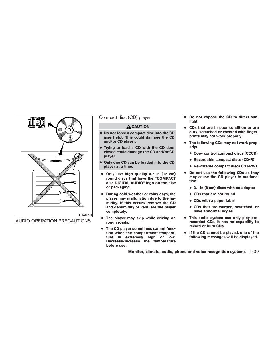 Audio operation precautions -39 | NISSAN 2015 Rogue - Owner's Manual User Manual | Page 216 / 440