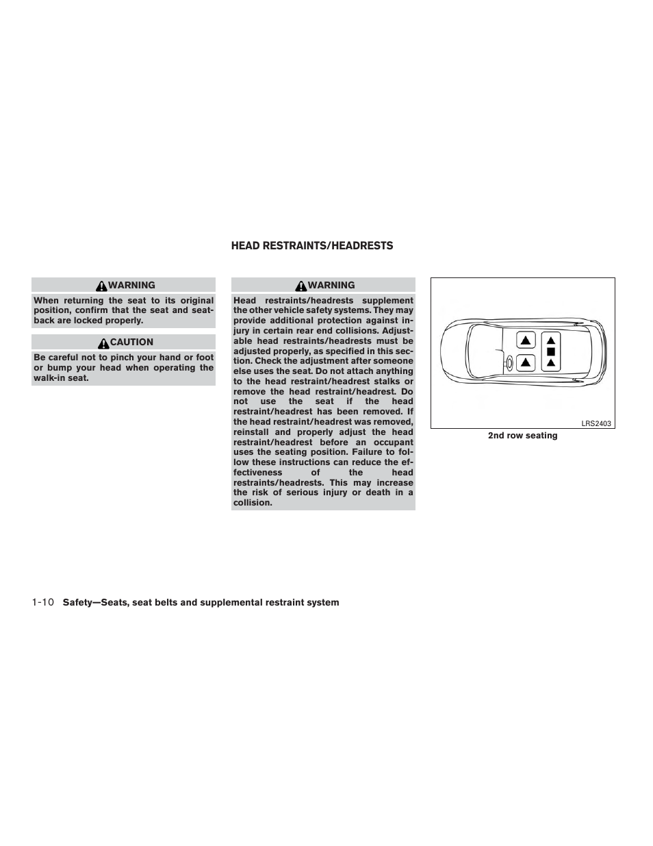 Head restraints/headrests -10 | NISSAN 2015 Rogue - Owner's Manual User Manual | Page 29 / 440