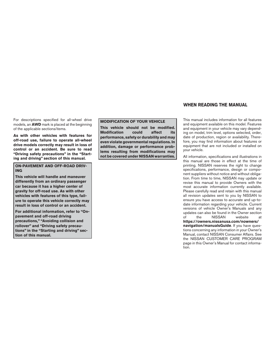 NISSAN 2015 Rogue - Owner's Manual User Manual | Page 3 / 440