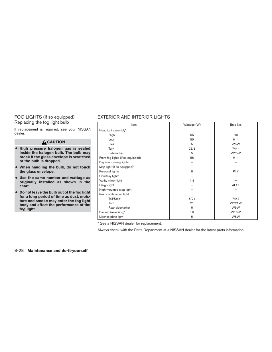 Exterior and interior lights | NISSAN 2015 Rogue - Owner's Manual User Manual | Page 383 / 440