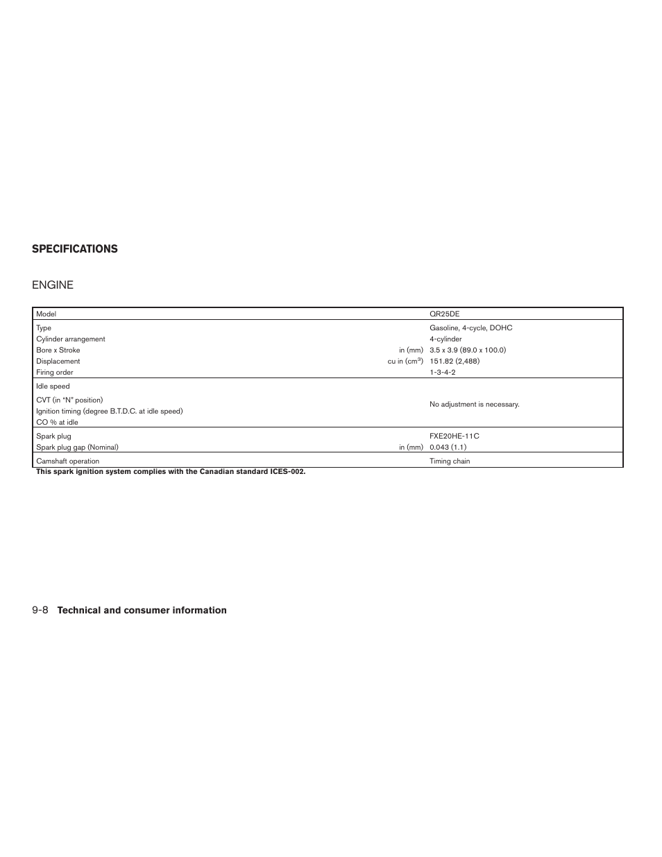 Specifications -8, Engine -8, Engine | Specifications | NISSAN 2015 Rogue - Owner's Manual User Manual | Page 407 / 440