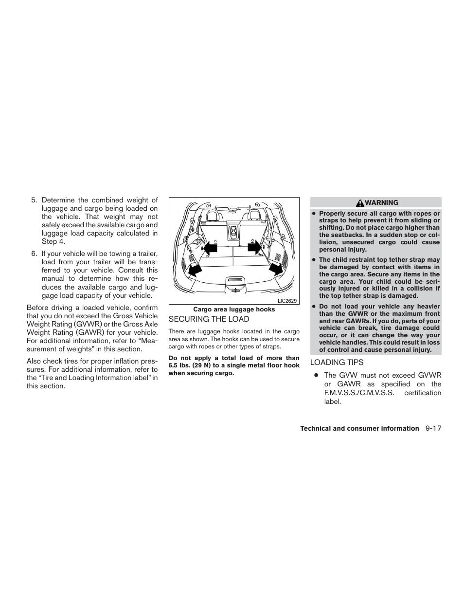 Securing the load -17 loading tips -17 | NISSAN 2015 Rogue - Owner's Manual User Manual | Page 416 / 440