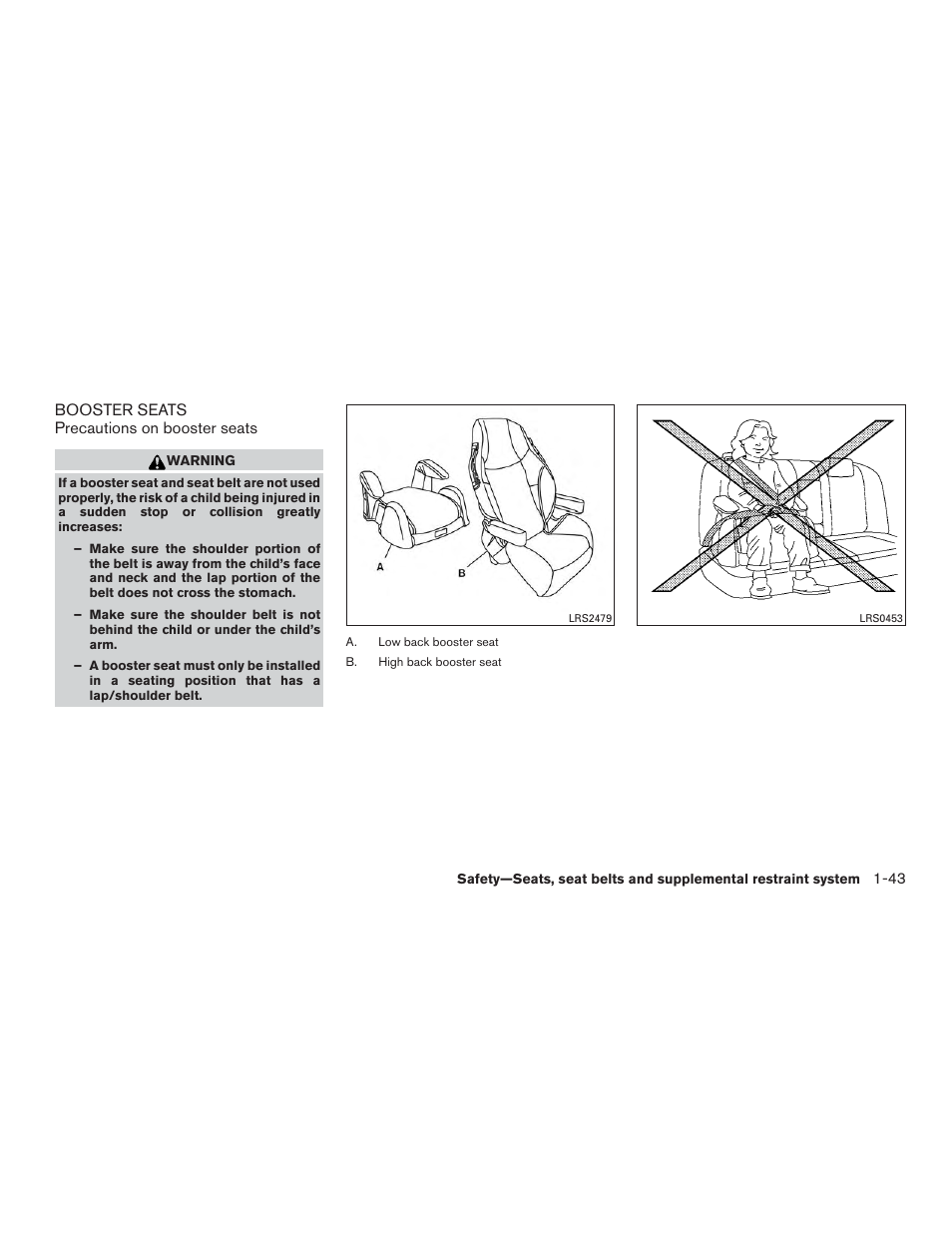 Booster seats -43 | NISSAN 2015 Rogue - Owner's Manual User Manual | Page 62 / 440