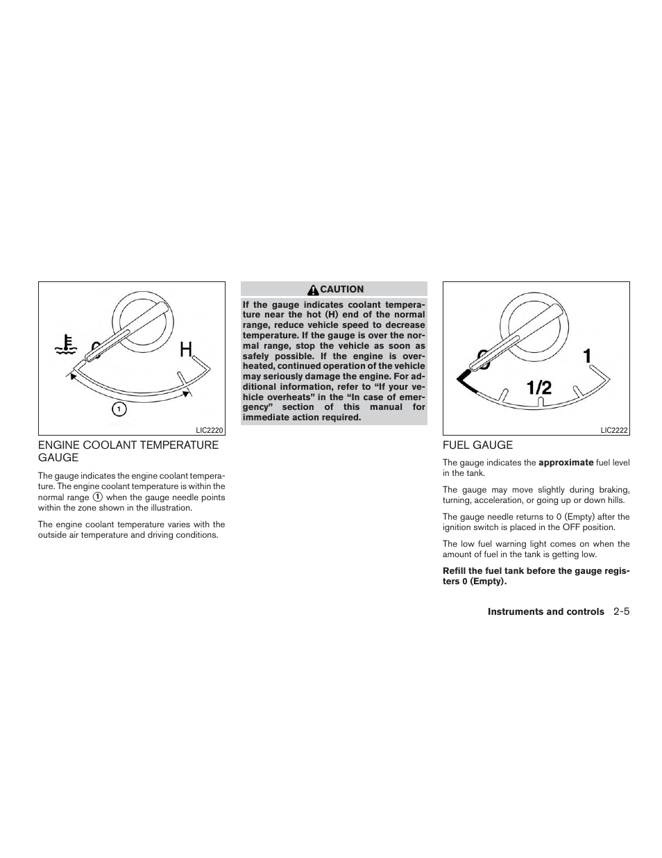 Engine coolant temperature gauge -5 fuel gauge -5 | NISSAN 2015 Rogue - Owner's Manual User Manual | Page 90 / 440