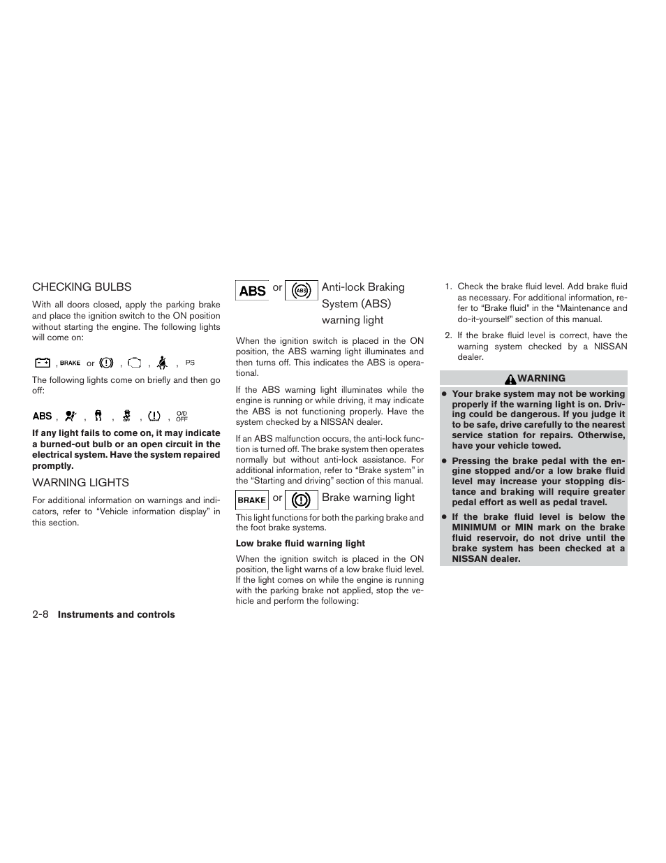 Checking bulbs -8 warning lights -8 | NISSAN 2015 Rogue - Owner's Manual User Manual | Page 93 / 440