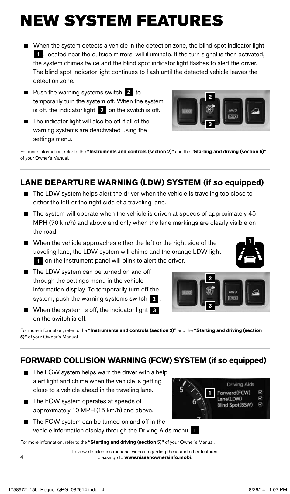 New system features | NISSAN 2015 Rogue - Quick Reference Guide User Manual | Page 6 / 32