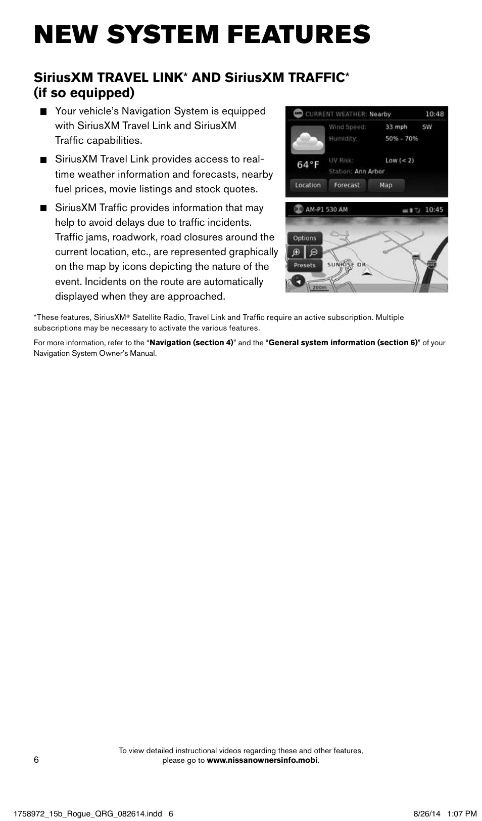 New system features | NISSAN 2015 Rogue - Quick Reference Guide User Manual | Page 8 / 32