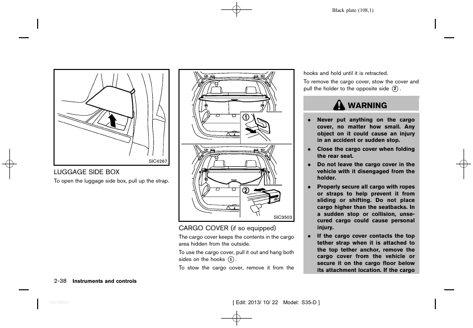 Warning | NISSAN 2014 Rogue Select - Owner's Manual User Manual | Page 110 / 323