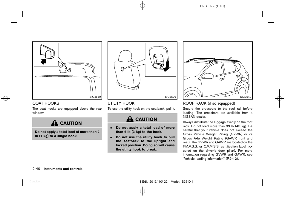 Caution | NISSAN 2014 Rogue Select - Owner's Manual User Manual | Page 112 / 323