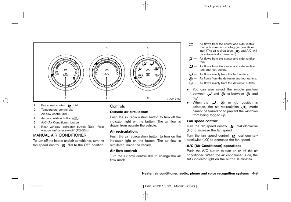 Manual air conditioner -9 | NISSAN 2014 Rogue Select - Owner's Manual User Manual | Page 143 / 323