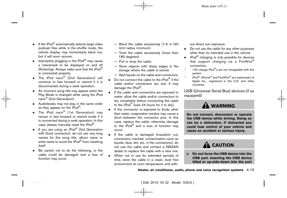 Warning, Caution | NISSAN 2014 Rogue Select - Owner's Manual User Manual | Page 149 / 323