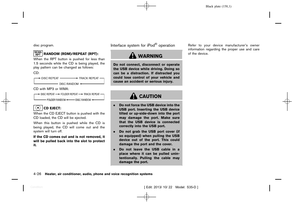 Warning, Caution | NISSAN 2014 Rogue Select - Owner's Manual User Manual | Page 160 / 323