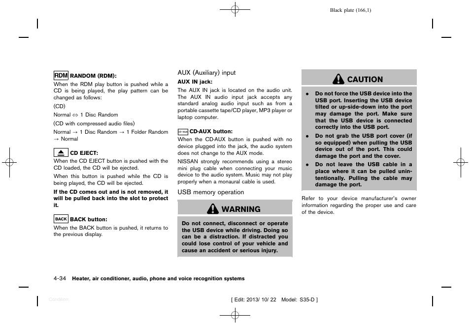 Warning, Caution | NISSAN 2014 Rogue Select - Owner's Manual User Manual | Page 168 / 323