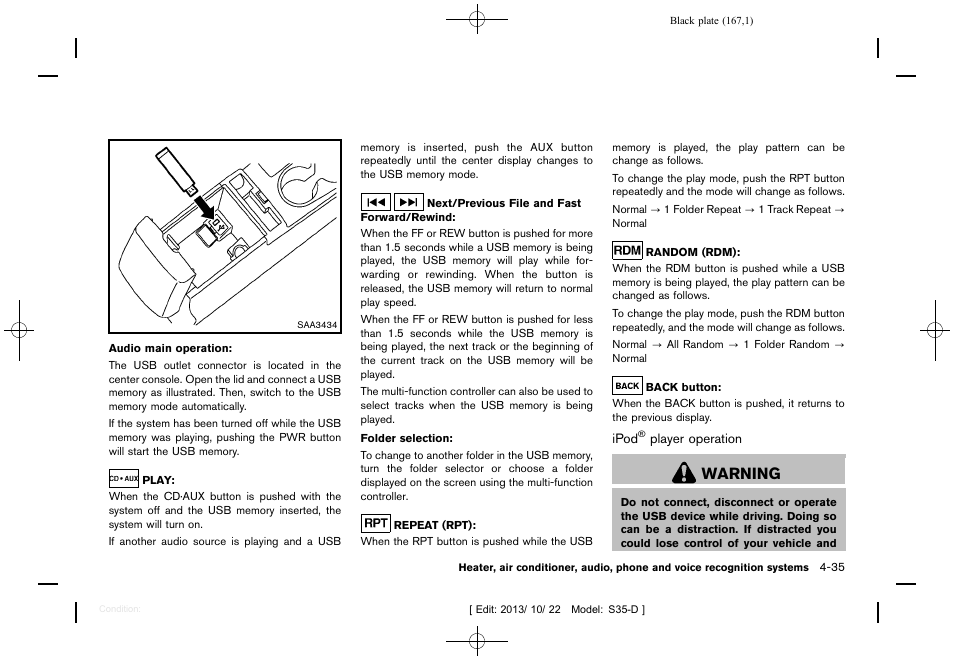 Warning | NISSAN 2014 Rogue Select - Owner's Manual User Manual | Page 169 / 323