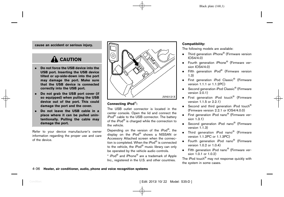 Caution | NISSAN 2014 Rogue Select - Owner's Manual User Manual | Page 170 / 323