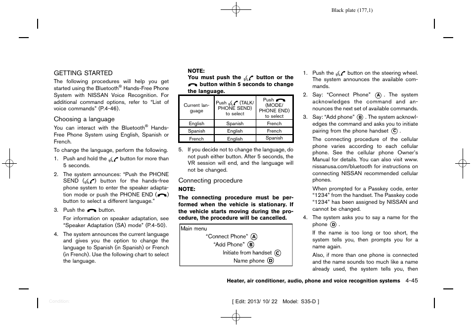 Getting started -45 | NISSAN 2014 Rogue Select - Owner's Manual User Manual | Page 179 / 323