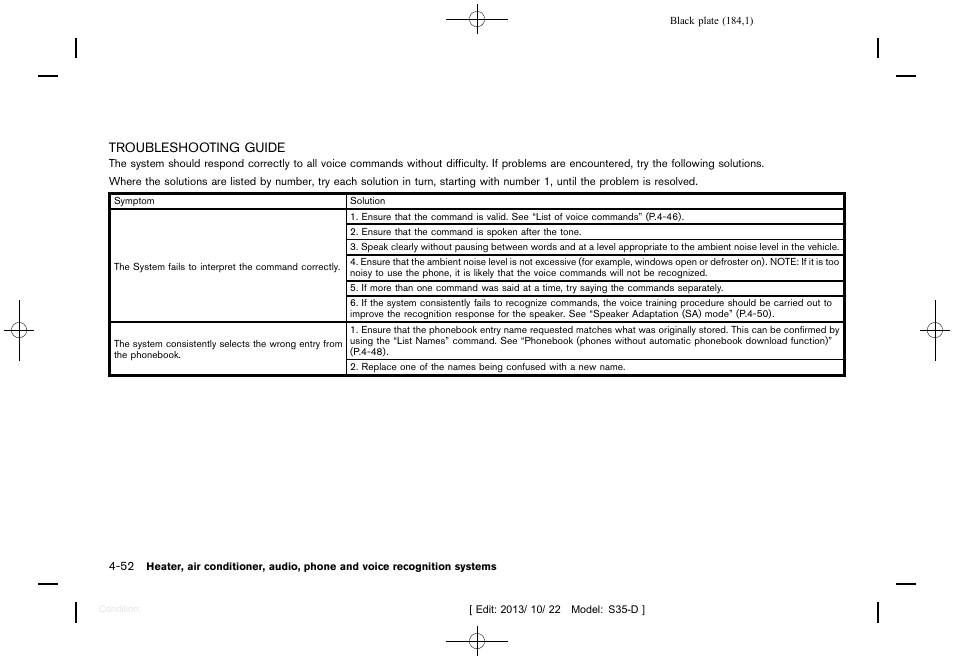 Troubleshooting guide -52 | NISSAN 2014 Rogue Select - Owner's Manual User Manual | Page 186 / 323