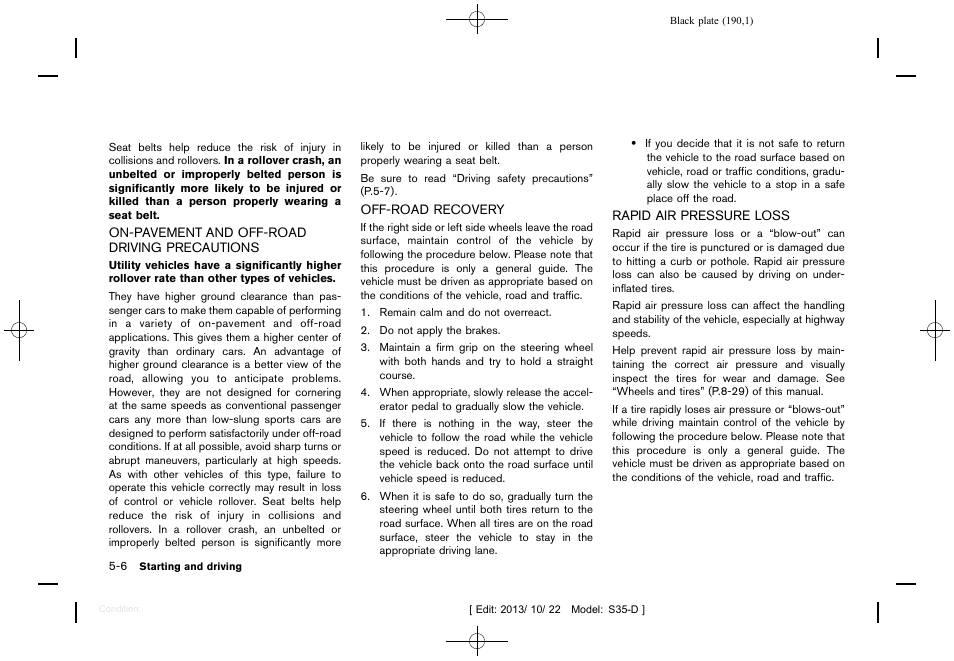 NISSAN 2014 Rogue Select - Owner's Manual User Manual | Page 192 / 323