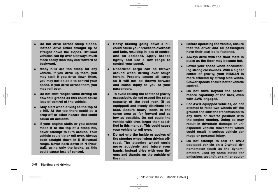 NISSAN 2014 Rogue Select - Owner's Manual User Manual | Page 194 / 323