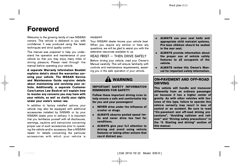 NISSAN 2014 Rogue Select - Owner's Manual User Manual | Page 2 / 323
