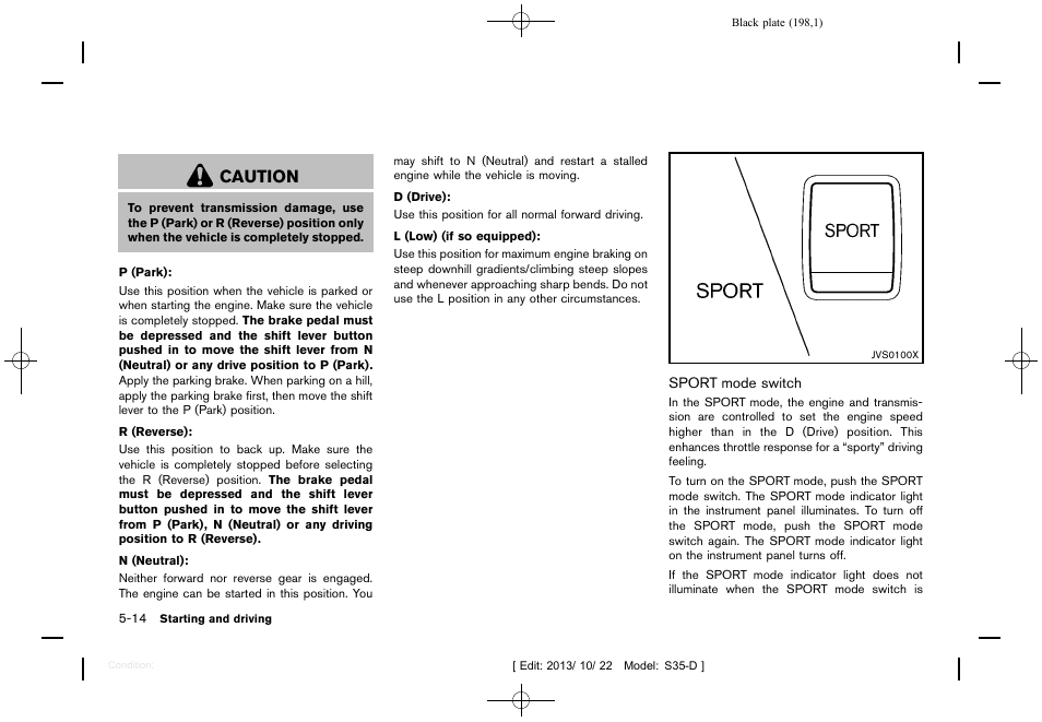 Caution | NISSAN 2014 Rogue Select - Owner's Manual User Manual | Page 200 / 323