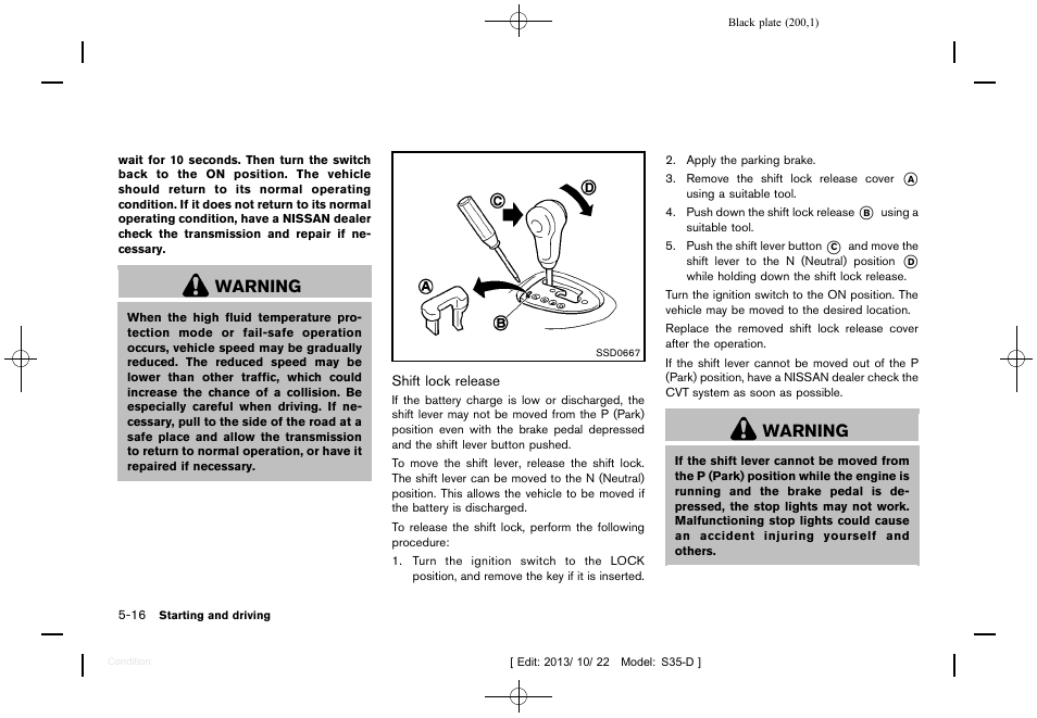 Warning | NISSAN 2014 Rogue Select - Owner's Manual User Manual | Page 202 / 323