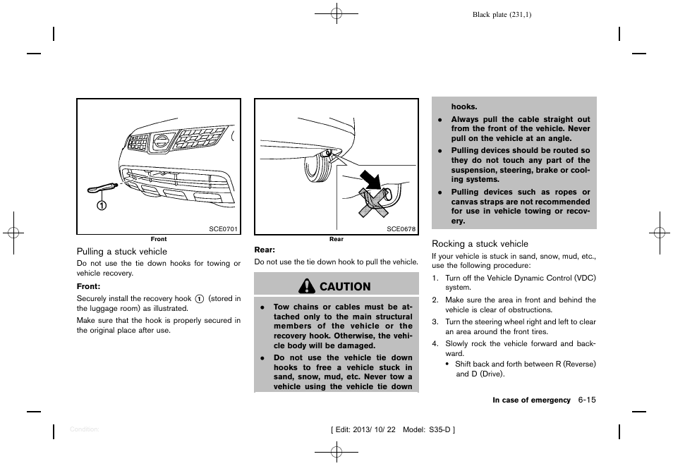 Caution | NISSAN 2014 Rogue Select - Owner's Manual User Manual | Page 233 / 323