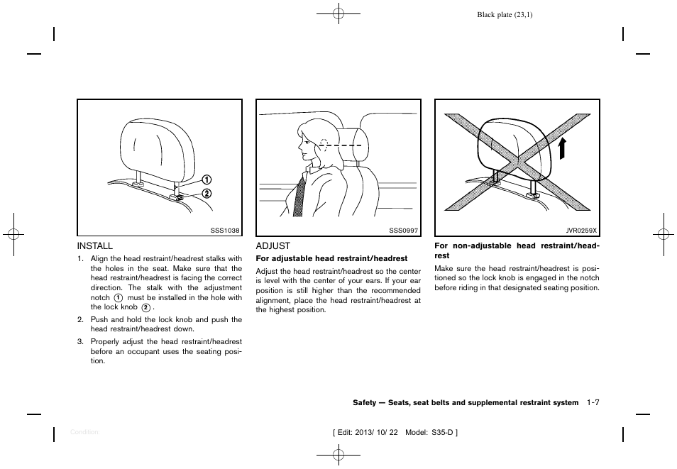 Install -7 adjust -7 | NISSAN 2014 Rogue Select - Owner's Manual User Manual | Page 25 / 323