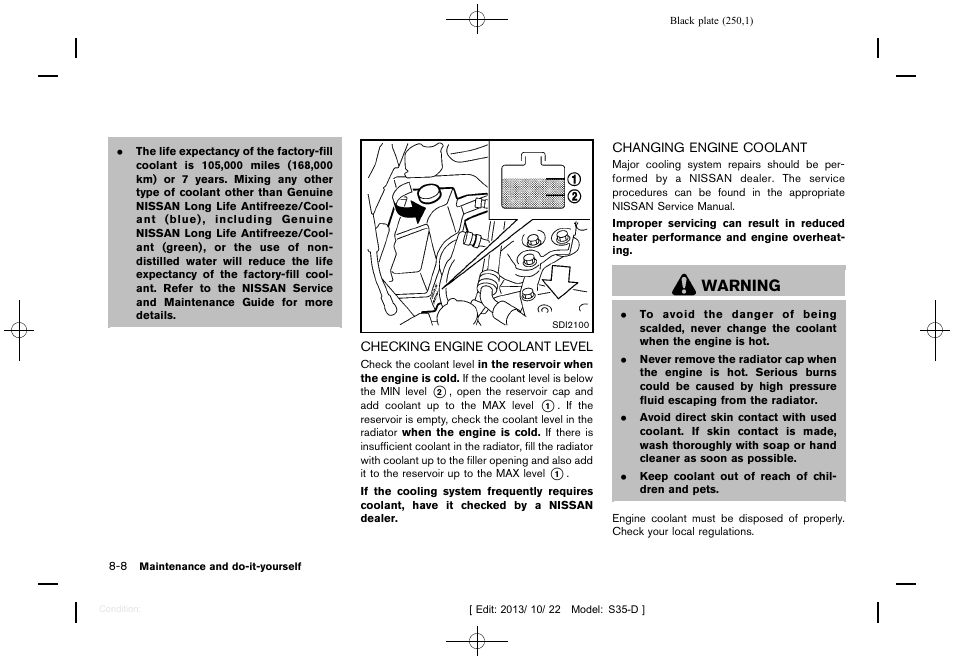 Warning | NISSAN 2014 Rogue Select - Owner's Manual User Manual | Page 252 / 323