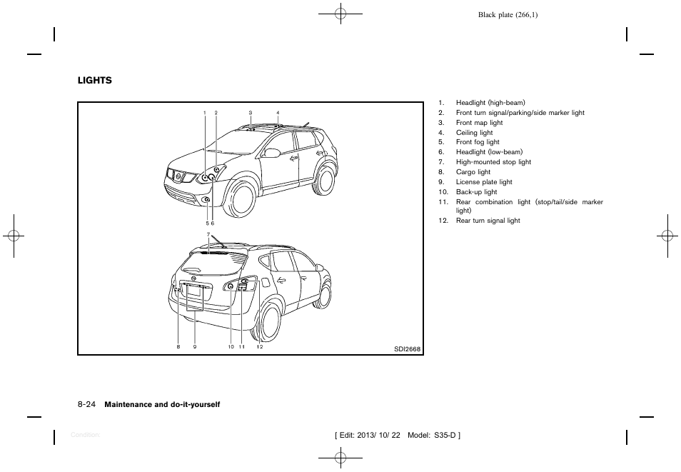 Lights -24 | NISSAN 2014 Rogue Select - Owner's Manual User Manual | Page 268 / 323
