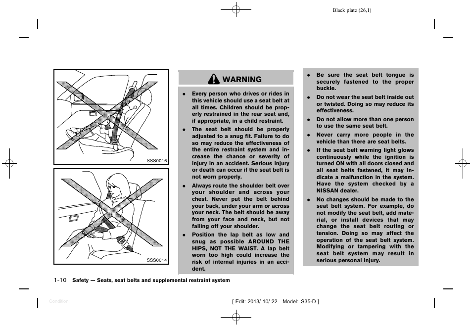Warning | NISSAN 2014 Rogue Select - Owner's Manual User Manual | Page 28 / 323