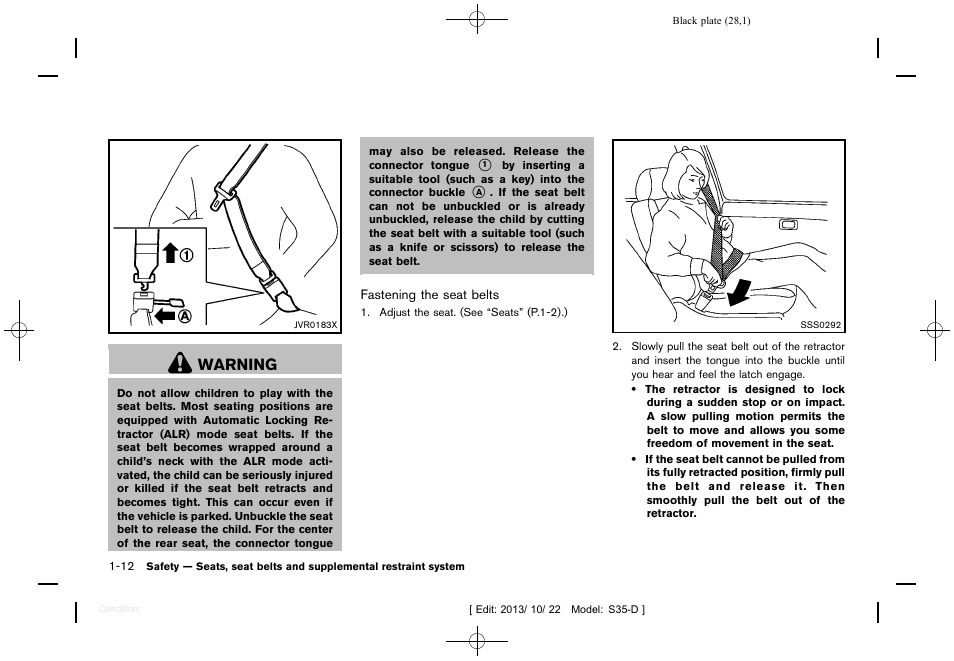 Warning | NISSAN 2014 Rogue Select - Owner's Manual User Manual | Page 30 / 323