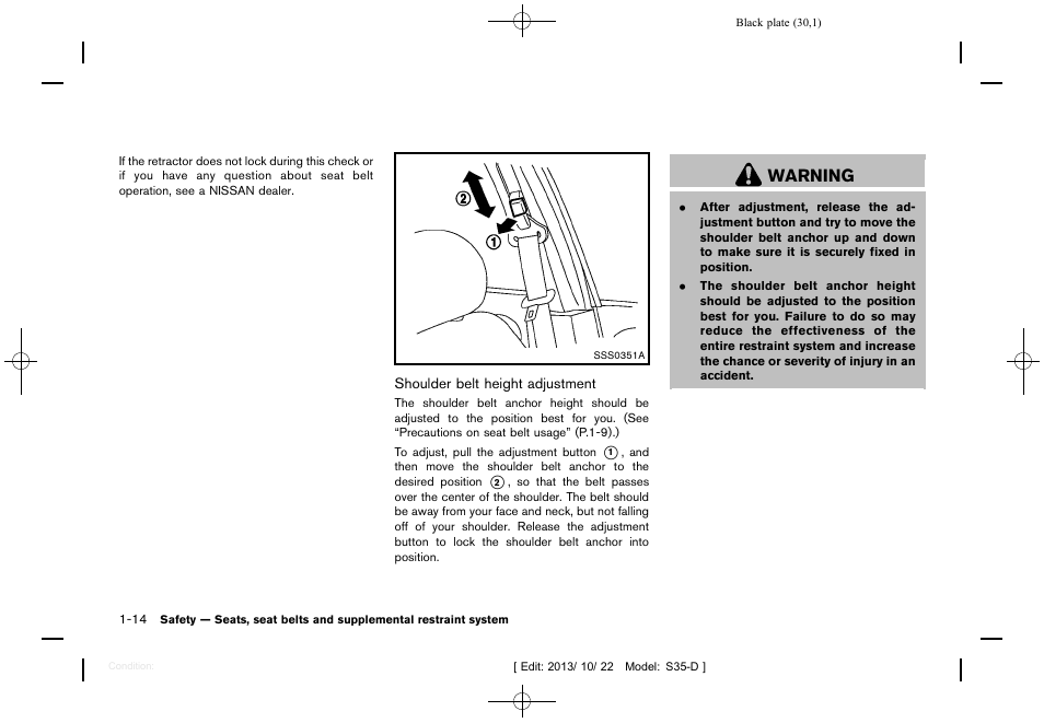Warning | NISSAN 2014 Rogue Select - Owner's Manual User Manual | Page 32 / 323