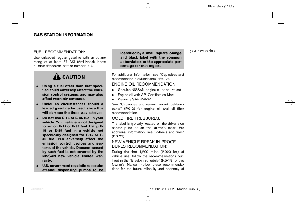 Caution | NISSAN 2014 Rogue Select - Owner's Manual User Manual | Page 322 / 323