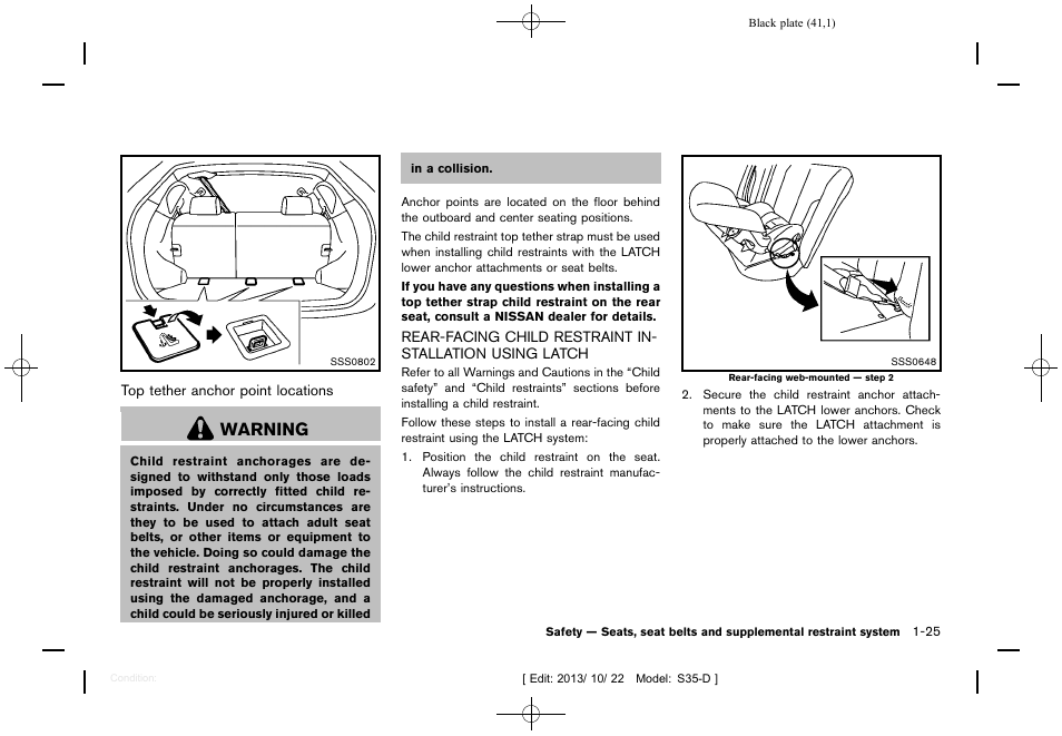 Warning | NISSAN 2014 Rogue Select - Owner's Manual User Manual | Page 43 / 323