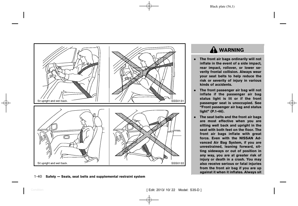 Warning | NISSAN 2014 Rogue Select - Owner's Manual User Manual | Page 58 / 323