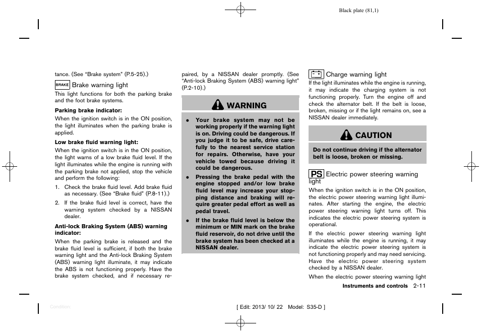 Warning, Caution | NISSAN 2014 Rogue Select - Owner's Manual User Manual | Page 83 / 323