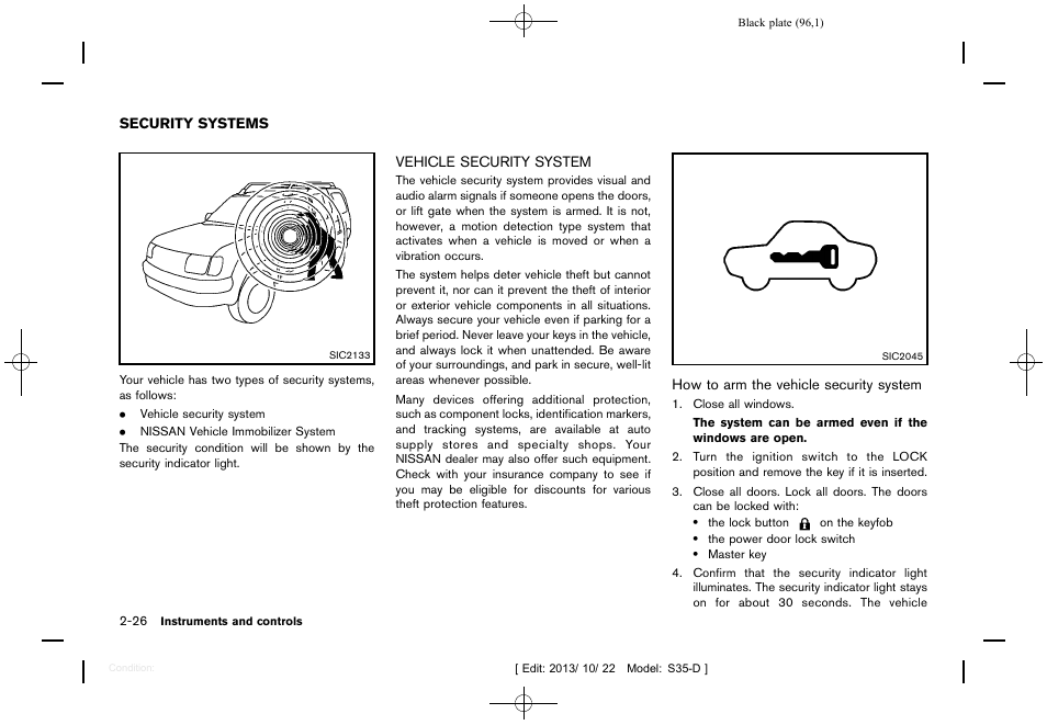 Security systems -26, Vehicle security system -26 | NISSAN 2014 Rogue Select - Owner's Manual User Manual | Page 98 / 323