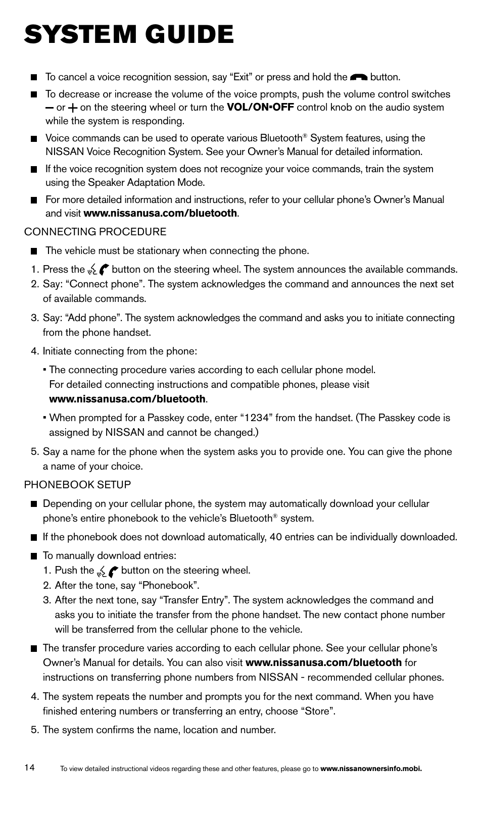 System guide | NISSAN 2014 Rogue Select - Quick Reference Guide User Manual | Page 16 / 20