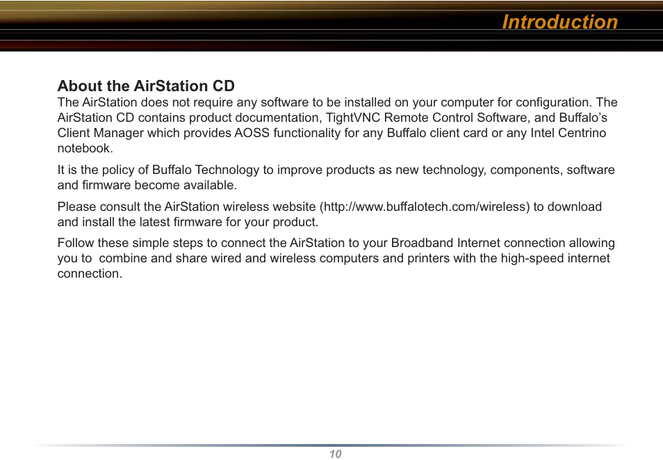 Introduction | Buffalo Technology WZR-RS-G54 User Manual | Page 10 / 107